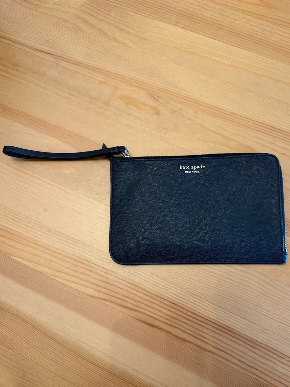 kate spade black zip wristlet pouch
